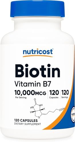 Nutricost Biotin (Vitamin B7) 10,000mcg (10mg), 120 Capsules, Glu...
