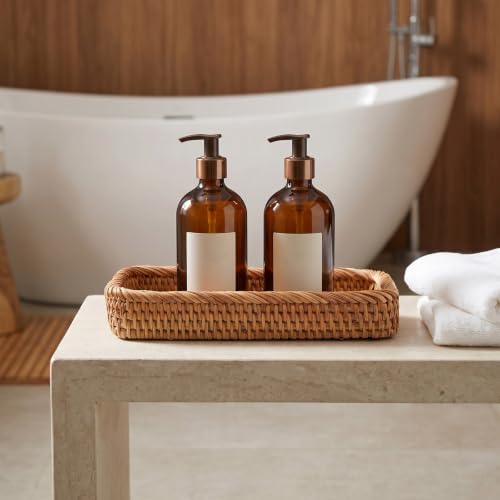 Bandeja de ratán para baño rectangular vintage PRETYZOOM ligera para tocador 8