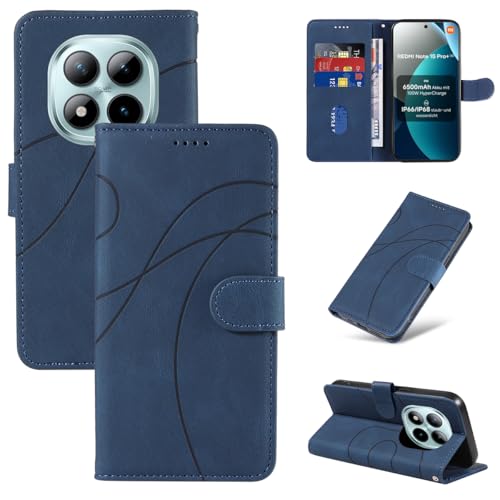#rémunéré #Amazon<br>Coque pour Xiaomi Redmi Note 15 Pro Plus 5G Housse PU Cuir à Rabat Flip Étui Support et Portefeuille Fonction (Bleu)