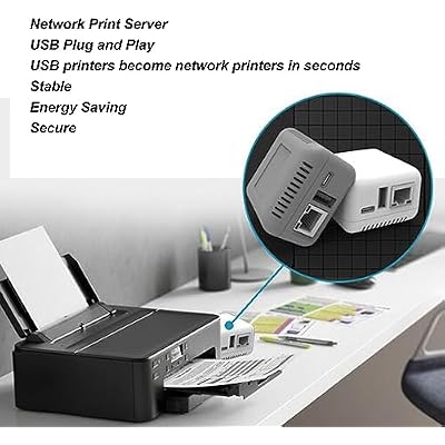 USB 2.0 Network Print Server, LAN Print Share Server for USB Printers Computer Print Server Adapter for or Later, for Android, for iOS (US Plug)