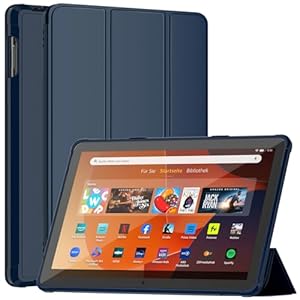Fire HD 10 Tablet Case(13th Gen, 2023), Sonlaryin Dual Angle Lightweight Trifold Stand with Soft TPU Back Case for Fire HD 10 Kids & Kids Pro Tablet, Auto Wake/Sleep, Not Fit iPad Samsung, Navy Blue