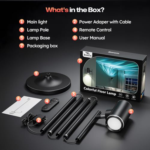 Uplighter Floor Lamp with RGBIC Ripple Effect Projector - image 9