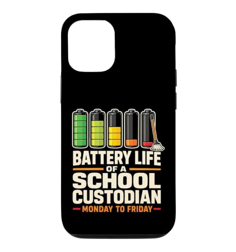 School Custodian Janitor Battery Life Monday to Friday Case for iPhone 12/12 Pro