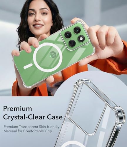 Image of Jkobi Shockproof Crystal-Clear Back Cover for Motorola Moto Edge 60 (Magsafe Wireless Support | Drop & Camera Protection | Hard Polycarbonate)