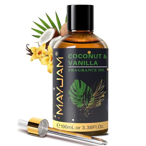 MAYJAM Kokosnuss & Vanilleöl 100ml, Premium Kokosnuss & Vanille Duftöl für Ätherisches Öle Diffusor, Aromatherapie, Süße Träume
