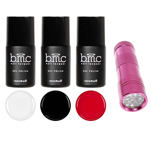 BMC 3pc Fashionable Fundamentals One-Step Speed Gel Nail Polish and Portable LED Flashlight Full Master Set