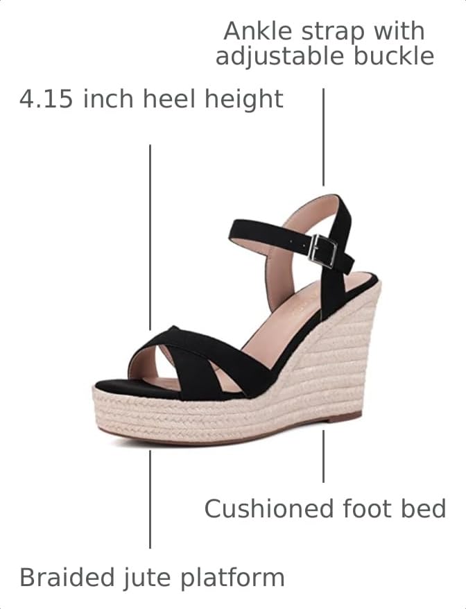 Image of VICKI.VICKI Women's Platform Sandals Wedge Ankle Strap Open Toe Sandals