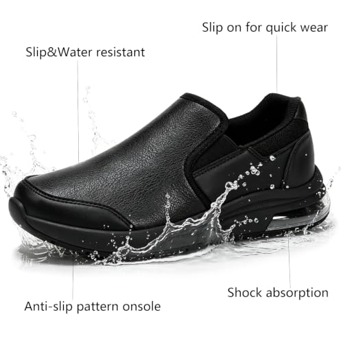 Image of LARNMERN Men's Non Slip Chef Shoes Slip On Leather Footwear