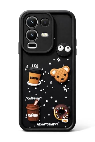 Image of Bintage Cute Fun Taddy| 3D Ball Bear| Donut| Coffee Rubber Case Camera Protection Back Cover Compatible for Infinix Note 50s 5G+ - Black