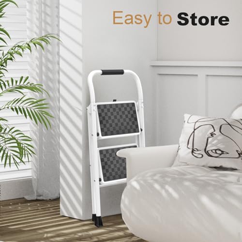 image for HBTower 2 Step Ladder,2 Step Stool for Adults Folding Step Stool with 