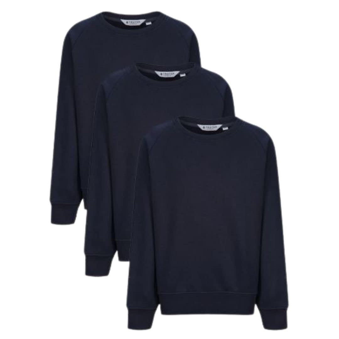 Trutex Sudadera lisa con cuello redondo, unisex, para niños y niñas, uniforme escolar, talla de 2 a 3 años, para niños y mujeres