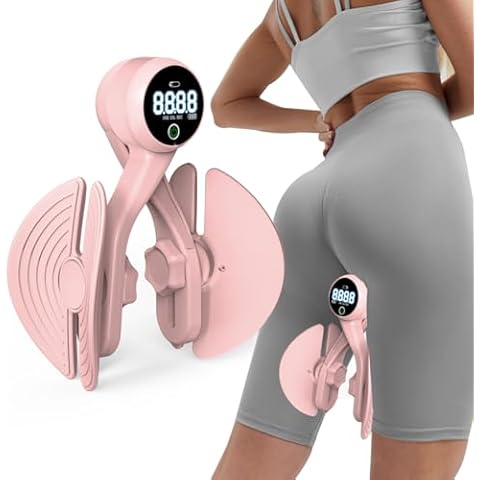 Thigh Master Thigh Exerciser, Kegel Exerciser for Pelvic Floor Muscle, Inner Thigh Exerciser for Butt, Arm, Leg Workout, 4 Levels Adjustable Resistance, Exercise Equipment with Counter Rechargeable Cover