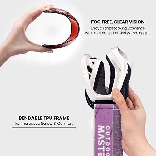 OutdoorMaster OTG Ski Goggles - Over Glasses Ski/Snowboard Goggles for Men Women & Youth - 100% UV Protection (Rose Red Silver VLT12%) - Image 3