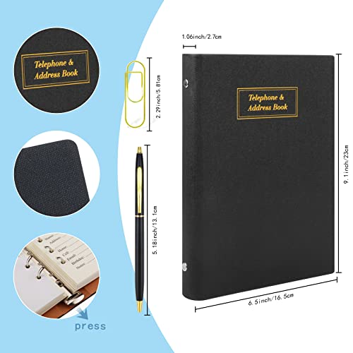 Refillable Address Book With Alphabetical Tabs Large Print Telephone Birthday Email Pu Leather Hardcover Durable For Women Men Seniors Home Office, A5, With Pen And Pen Holder #TOP1