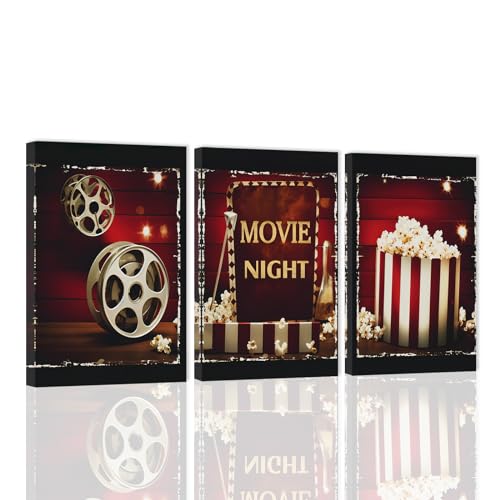 ZXHYWYM Wall Art 3 Piece Movie Sign Canvas Print Black...