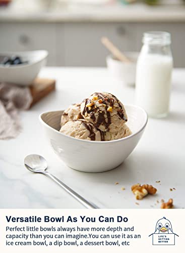 Le Tauci Ice Cream Bowls 10 Ounce, Ceramic Small Bowls For Side Dishes, Dessert, Snack, Fruit, Dipping Sauce Bowls, Microwave Oven Dishwasher Safe - 5.5 Inch, Set Of 6, White #TOP1