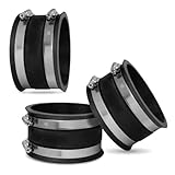 POWERTEC 70149-P3 4 Inch Dust Control Flex Cuff with Steel Hose Clamps, Hose Connector Rubber Cuff Coupler for Woodworking Dust Collection Fittings, Dust Collector Accessories & Machinery, 3 pack