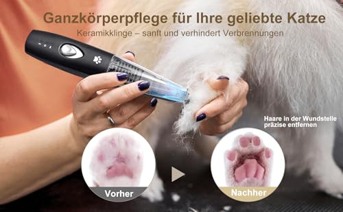 Hofeny Pfotentrimmer für hunde, Hundeschermaschine mit Staubsauger, Katzenkrallen-Trimmer, leise Pfotenschermaschine, Haustier-Rasierer für Hunde, Katzen, Pfoten, Augen, Ohren, Gesicht und Körper
