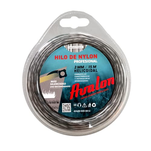 Avalon - Hilo REFORZADOde Nylon Universal para Desbrozadora y Cortacesped (2 mm x 15 m) -Hilo de desbrozadora Reforzado DualPower para maleza
