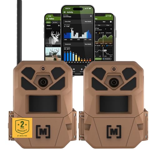 Moultrie Edge 3 Cellular Trail Camera - 2 Pack - 40MP HD Photo Capture - 1080p Low-Glow Flash - GPS - Multi-Carrier Auto-Connect - Built-in Memory - 0.5s Trigger Speed - AI Buck Detection