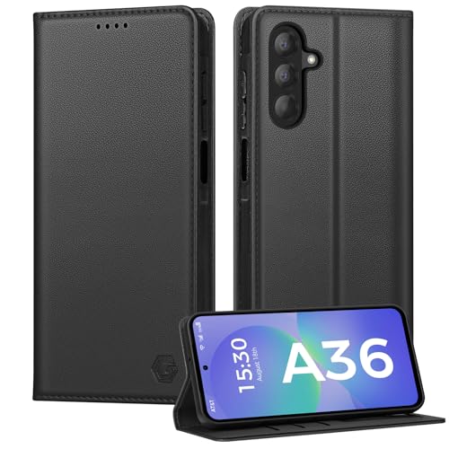 Kirnntca Handyhülle für Samsung Galaxy A36 5G Hülle Kartenfach Premium PU Leder Klapphülle Schutzhülle Standfunktion Tasche Flip Case für Samsung Galaxy A36 5G - Schwarz