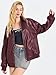 Tankaneo Womens Faux Leather Jackets Oversized Bomber Casual Fall Fashion Zip Up Moto Biker Coats