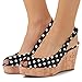FSJ Women Peep Toe High Heel Wedge Sandals Slip on Cork Pumps Slingback Platform Slide Casual Shoes Size 7 Black Polka Dots