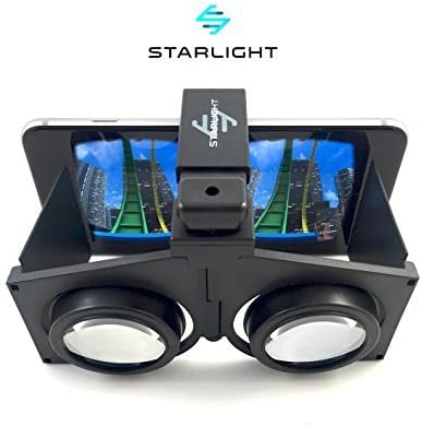 Starlight Pocket Virtual Reality VR Headset – 3D Portable Goggles for up to 4" - 6" iPhone or Android Smartphones - Higher Quality Google Cardboard VR – Handheld for Use Over Eye Glasses