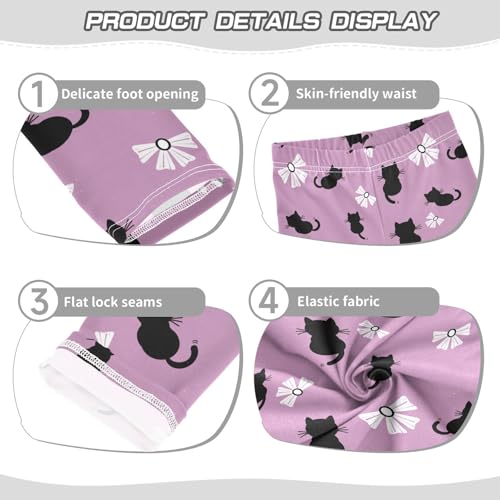 Black Cat and Bow Girls Leggings,Workout Leggings for Girls Toddler Athletic Leggings Size for 3-10T3