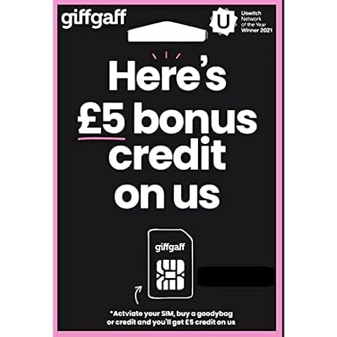 Giffgaff Trio/Muiti (Nano/Micro/Standard) SIM Card,Pay As You Go SIM card,no Contract.Unlimited Calls,Text,Data.Get £5 BONUS CREDIT with your first Top up. Giffgaff O2 4G Multi Sim Card Cover