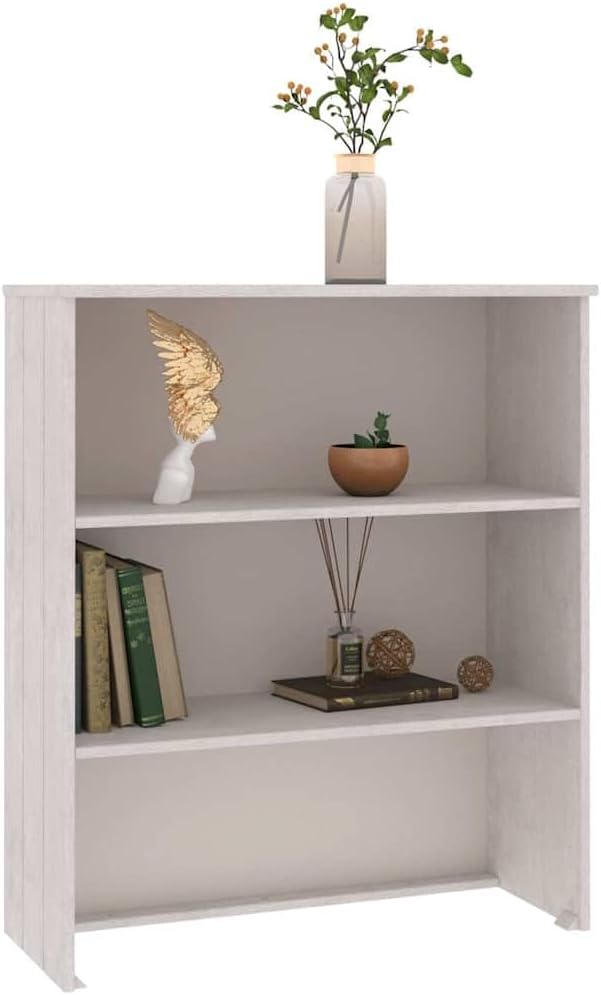 Solid Pine Wood Highboard Top with Two Shelves, White MDF Medium for Ample Storage and Rustic Style, Durable Easy Maintenance Wall-Mounted Furniture