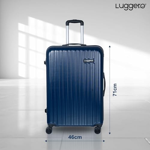 Image of Luggero- Classic Light-Weight & Durable Polycarbonate DEEP Blue Unisex Hard Luggage| Large - 71cm|8 Smooth Spinner TPV Wheels Outer Combi Lock | Trolley Bag