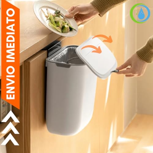 Lixeira Suspensa de Pendurar Sem Furos Com Adesivos Para Cozinha e Banheiro Anti Odor 9L