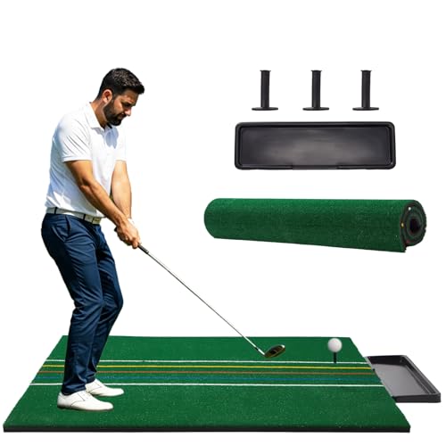 JFHID 5×4/5×5FT ???????????????????? ???????????????????????????????????? Professional Golf Mats Practice Outdoor ???????????????? ???????????????????????????????????? ????????????????, Golf Driving Turf Grass Matt Simulators for Home with 3 Tees and Tray