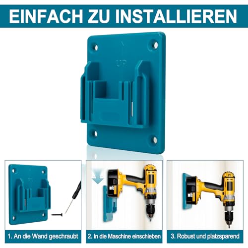 10 Stück Wandhalterung Werkzeughalter für makita 18V, Elektrowerkzeug Bohrwerkzeuge Halterung mit 40 Schrauben, Maschinenhalter akku Halter für Werkstatt und Garage, 14.4/18V
