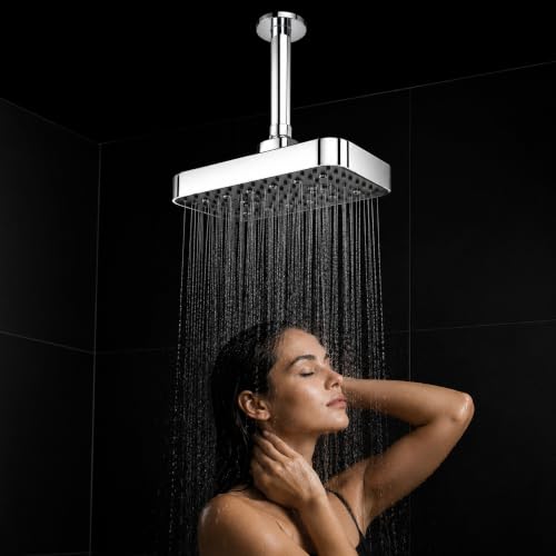 Image of SEABIRD ABS AutoSwitch Shower Head 6x9 Inch | 3 Mode High Pressure Shower | Rain, Dancing & Mist | Multi-Function | Water On /Off Function Changes Modes Only When High Water Pressure Is Available