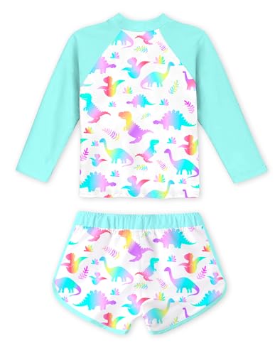 Image of Vogseek Girls Rash Guard Two Pieces Swimsuit Long Sleeve Bathing Suit for 3-10 Years