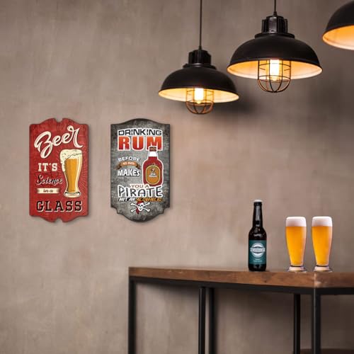 Chaka Chaundh - Bar Alcohol Quotes Wall Hanging plaque – Rum Whiskey Quotes Wall Hanging Sign – Beer Rules Wall Decorative Items - Set of 3