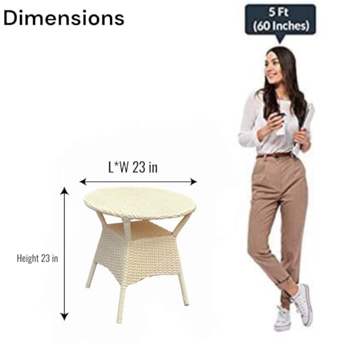 Image of Outdoor Indoor 4+1 Piece All Weather Wicker Patio Chair and Table Set with Iron Frame for Balcony Garden Poolside Deck (Cream)