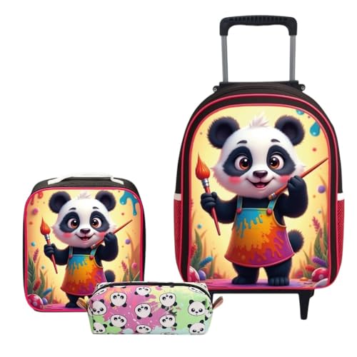 Mochila Infantil Rodinhas com Lancheira Térmica e Estojo | Kit Bolsa Escolar 3 Peças Meninas