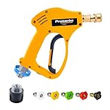 Prunarbo Stubby Pressure Washer Gun with Adapter Compatible with Karcher Washers, 5 Spray Nozzle Tips, 5650PSI Car Wash Foam Gun with Swivel and Normally Open Function (PR-M02-Spray gun-B)
