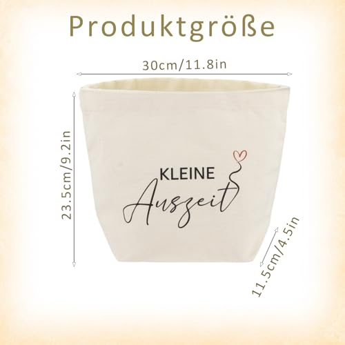 Xvbhaq Geschenkkorb für Frauen, Praktischer Wiederverwendbarer Canvas Korb mit Herzmotiv und Schönem Druck, Perfektes Entspannungsgeschenk zur Kleinen Auszeit für Geburtstag und Jubiläum