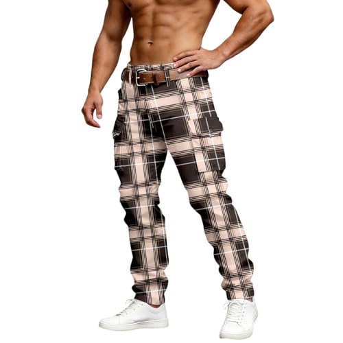 Pantalon cargo confortable et respirant style vintage à carreaux