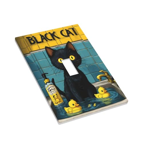 Decorative Light Switch Cover Plate Novelty Black Cat Funny Duck Bath 1 Gang Wall Plate Oversized Single Toggle Wall Cover Plate Jumbo Electrical Switchplate Faceplate