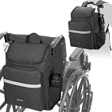 ZHCHG Upgrade Wheelchair Bags to Hang on Back, Multi-Functional Wheelchair Accessories, Casual Backpack, Durable Large Travel Storage Bag- Black