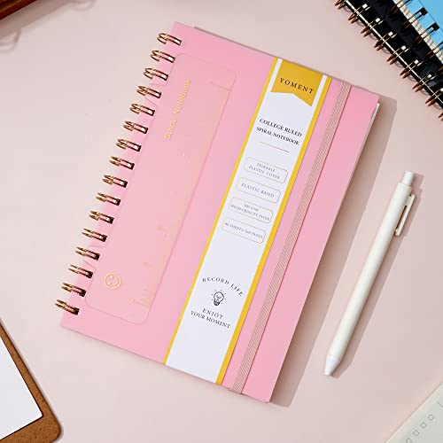 Yoment Spiral Notebook College Ruled A5 Spiral Bound Journal 160 Pages Thick Paper Plastic Hardcover Spiral Notebook 5X7 Wire Bound Notebooks For Note Taking School Office Supplies,Pink #TOP2