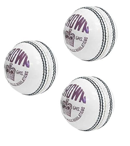 Balle de cricket en cuir fait main CW Crown lot de 3 blanches traditionnelles