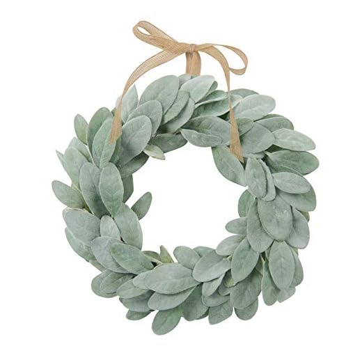 SHACOS Artificial Lambs Ear Wreath 13 inch Farmhouse Small Greenery Wreath Candle Wreath Home Wedding Decor