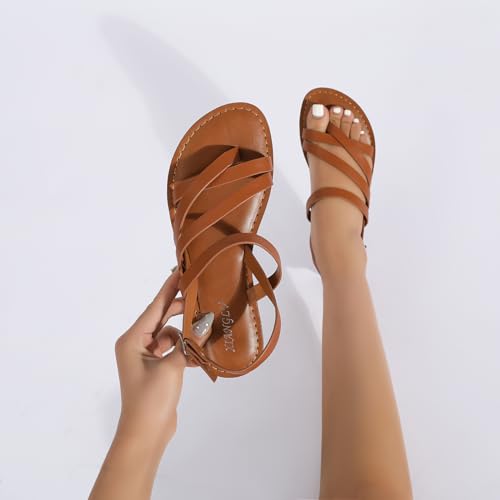 Flat Strappy Gladiator Sandals for Women Roma Summer Beach Shoes3