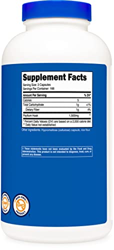 Image of Nutricost Psyllium Husk 1500mg; 500 Capsules (2 Bottles)